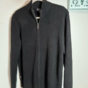 Geoffrey Beene Black Zip Up Sweater with High Collar